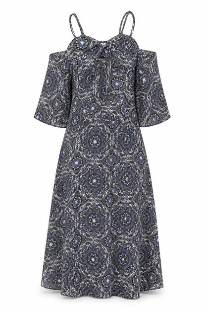 River Island Women's Black Dress UK 12 Geometric Pattern