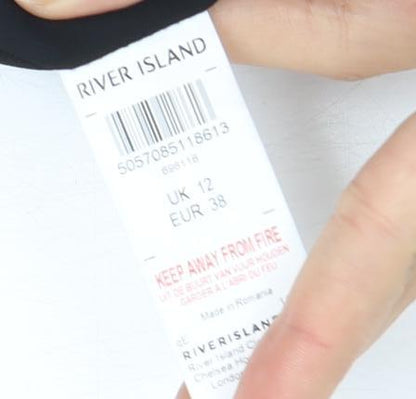 River Island Women's Black Dress UK 12 Geometric Pattern