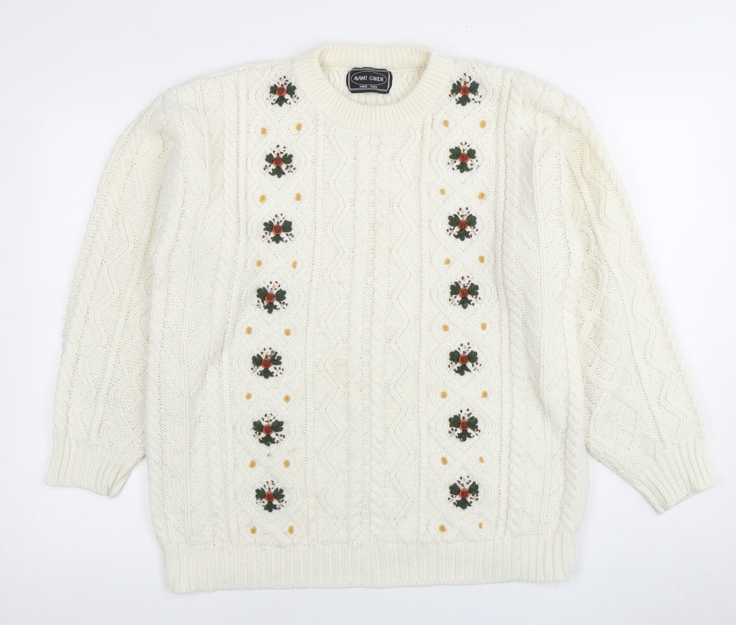 Avant Garde Women’s Ivory Pullover Jumper, Acrylic Knit