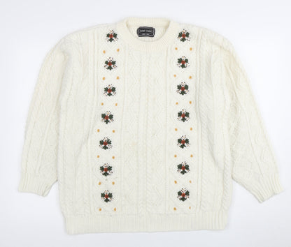 Avant Garde Women’s Ivory Pullover Jumper, Acrylic Knit