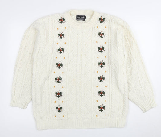 Avant Garde Women’s Ivory Pullover Jumper, Acrylic Knit