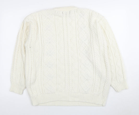 Avant Garde Women’s Ivory Pullover Jumper, Acrylic Knit