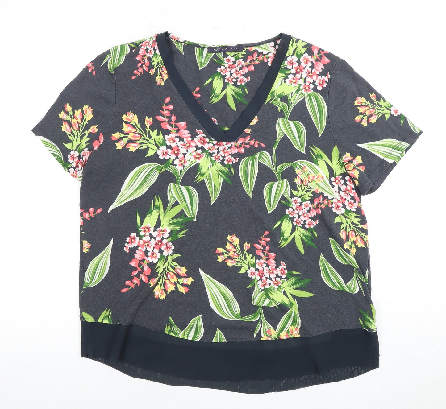 Womens UK Size 14 Marks and Spencer Multicoloured Basic Blouse
