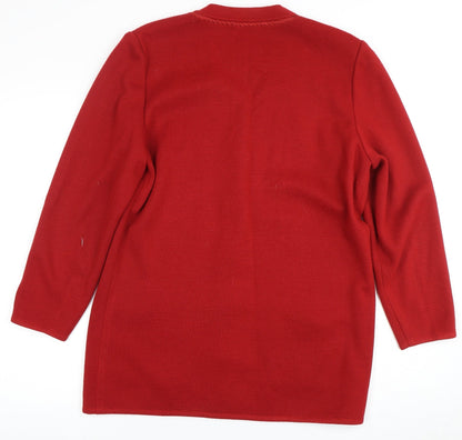 Sempre Women's Red V-Neck Cardigan Size 16