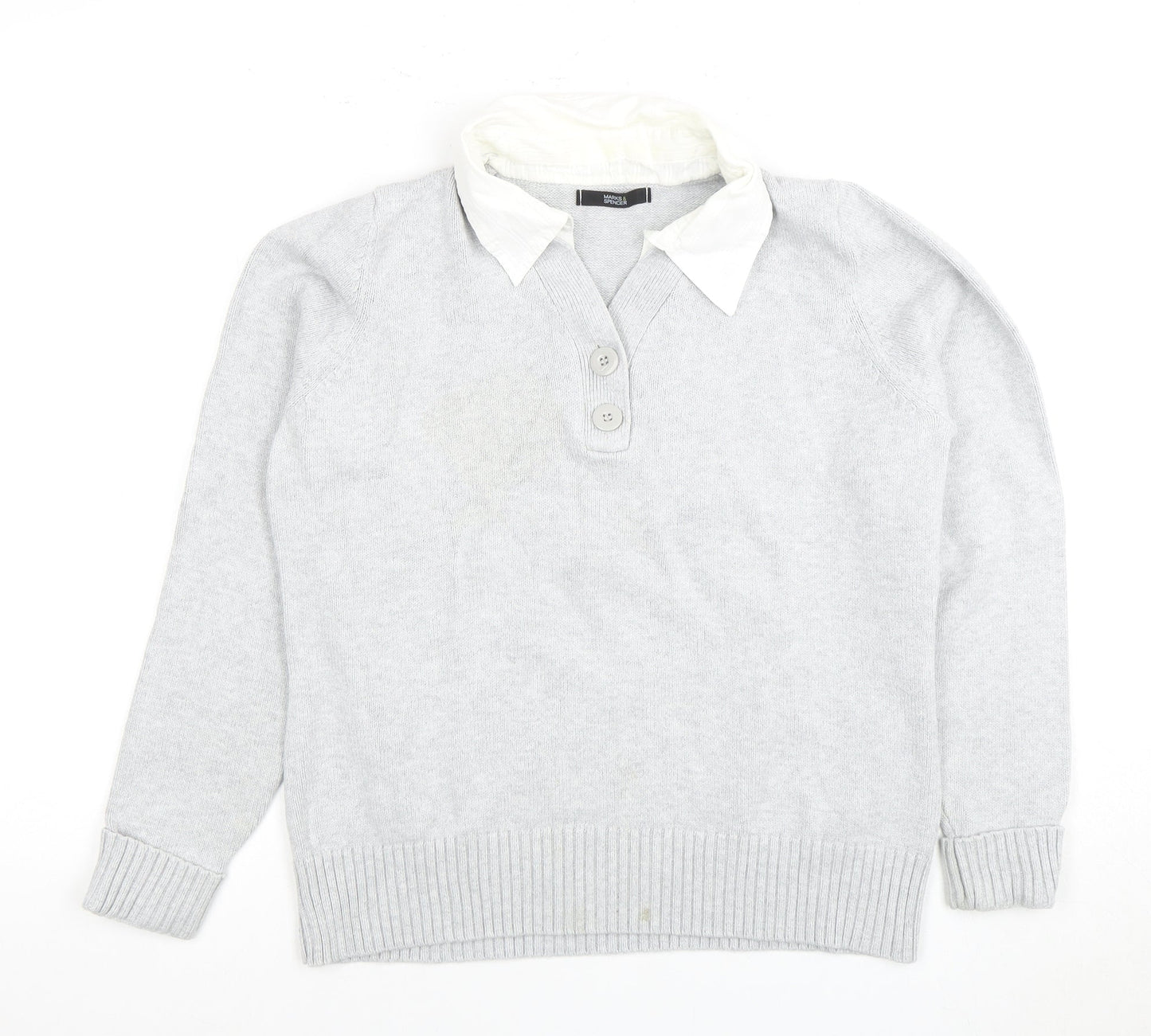 Womens UK Size 16 Marks and Spencer Grey Henley Jumper