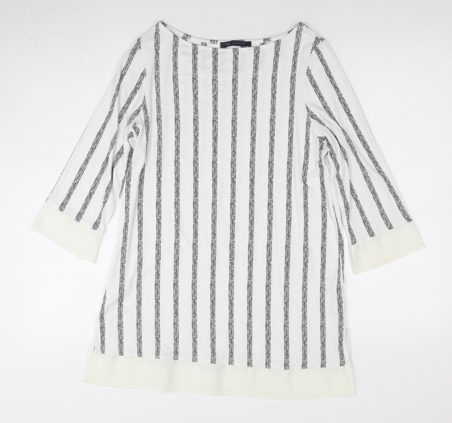 Womens UK Size 12 Marks and Spencer White Tunic T-Shirt