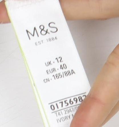 Womens UK Size 12 Marks and Spencer White Tunic T-Shirt