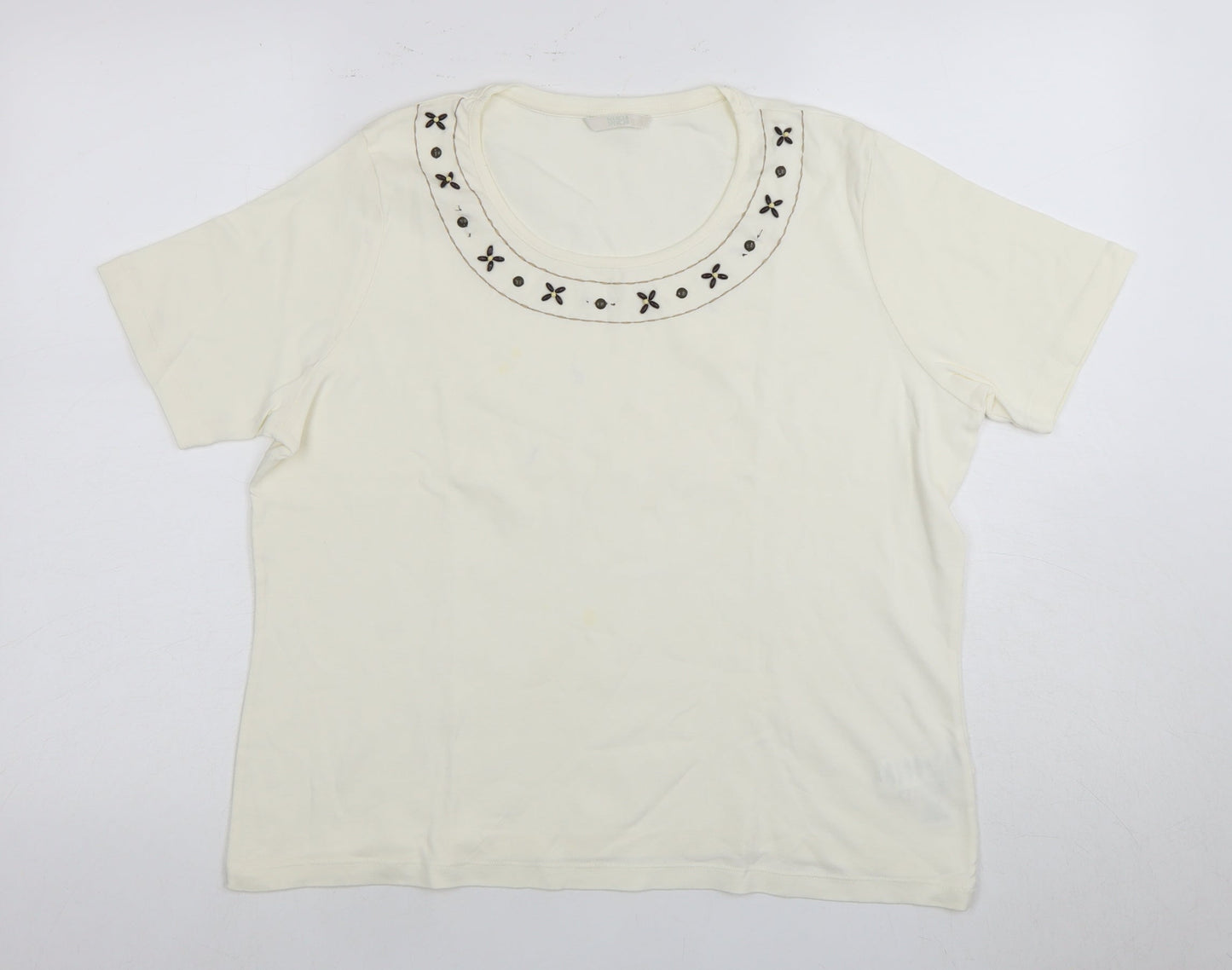 Womens UK Size 16 Marks and Spencer Ivory Basic T-Shirt