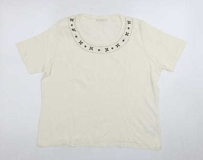 Womens UK Size 16 Marks and Spencer Ivory Basic T-Shirt