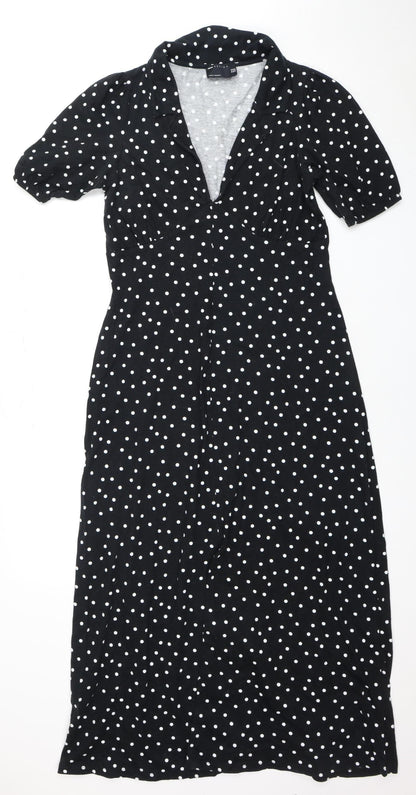 ASOS DESIGN Women's Black Polka Dot A-Line Dress