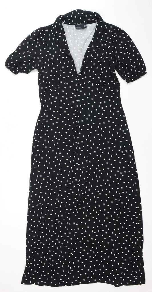 ASOS DESIGN Women's Black Polka Dot A-Line Dress