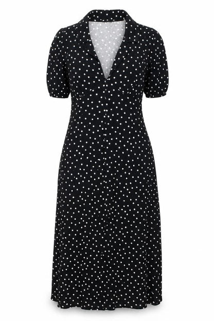 ASOS DESIGN Women's Black Polka Dot A-Line Dress