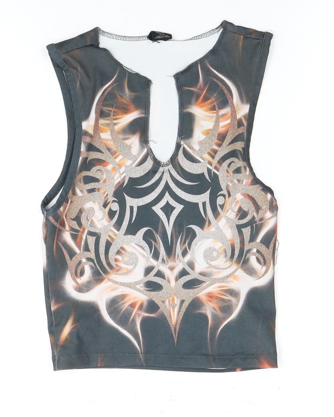 Womens UK Size M No Data Multicoloured Cropped Tank