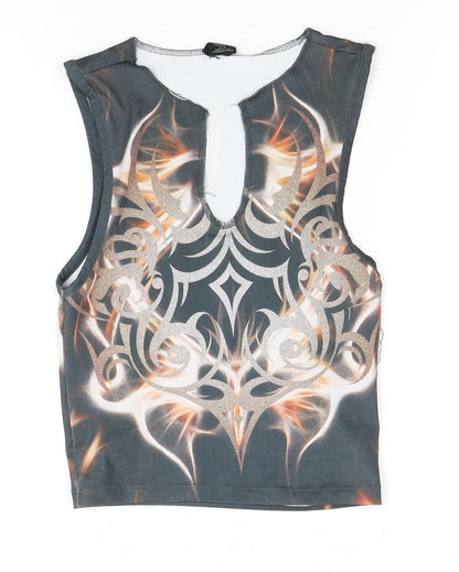 Womens UK Size M No Data Multicoloured Cropped Tank
