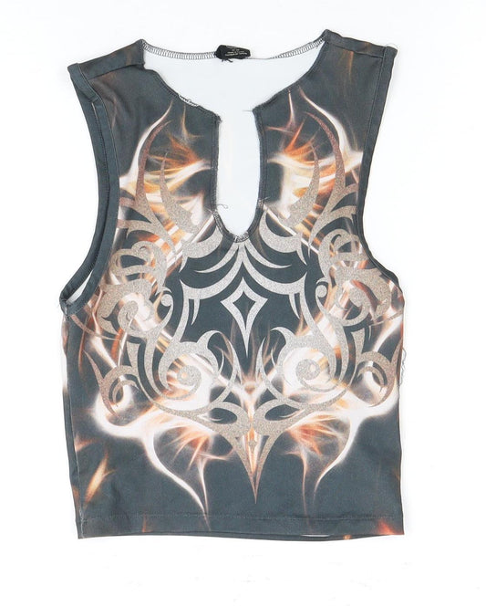 Womens UK Size M No Data Multicoloured Cropped Tank