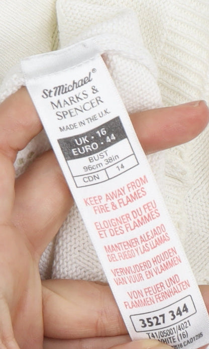 Womens UK Size 16 Marks and Spencer Ivory Cardigan Jumper