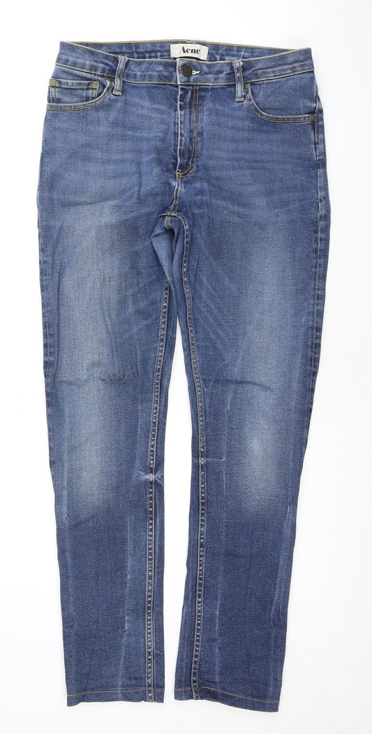 Acne Men's Blue Straight Jeans Size 30, Medium Wash