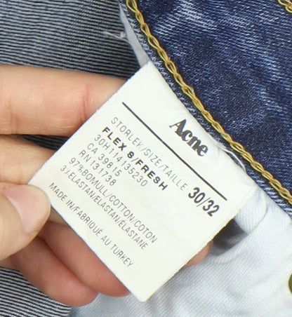 Acne Men's Blue Straight Jeans Size 30, Medium Wash