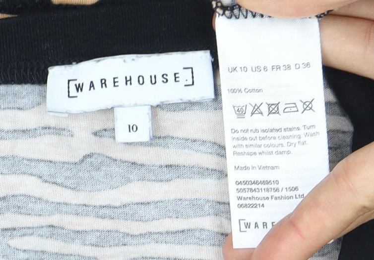 Womens UK Size 10 Warehouse Multicoloured Basic T-Shirt