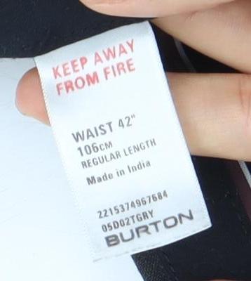 Burton Men's Black Trousers Size 42 Workwear