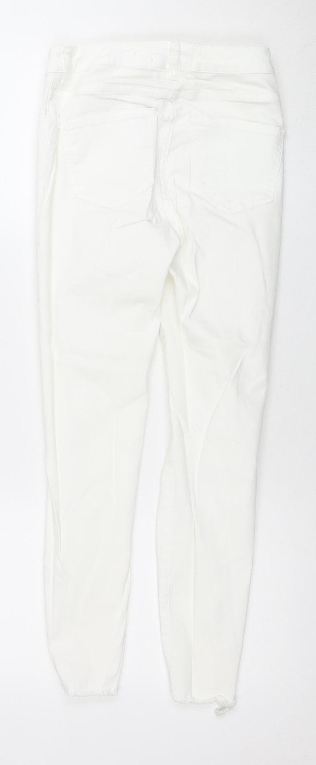 New Look Women's White Skinny Jeans, Size 8, Distressed