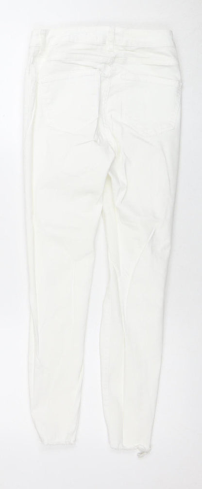 New Look Women's White Skinny Jeans, Size 8, Distressed