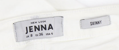 New Look Women's White Skinny Jeans, Size 8, Distressed