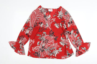 Womens UK Size 12 Wallis Red Basic Blouse