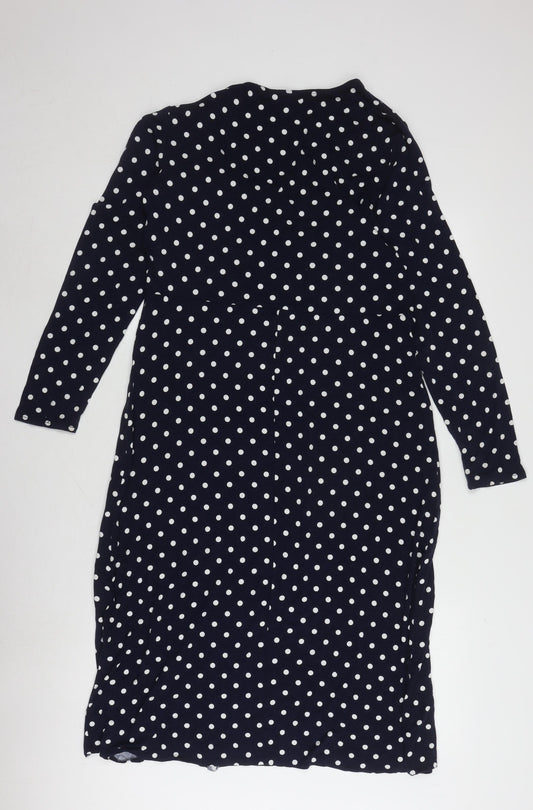 Wallis Women's Blue Polka Dot Midi Bodycon Dress Size 12