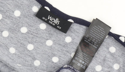 Wallis Women's Blue Polka Dot Midi Bodycon Dress Size 12