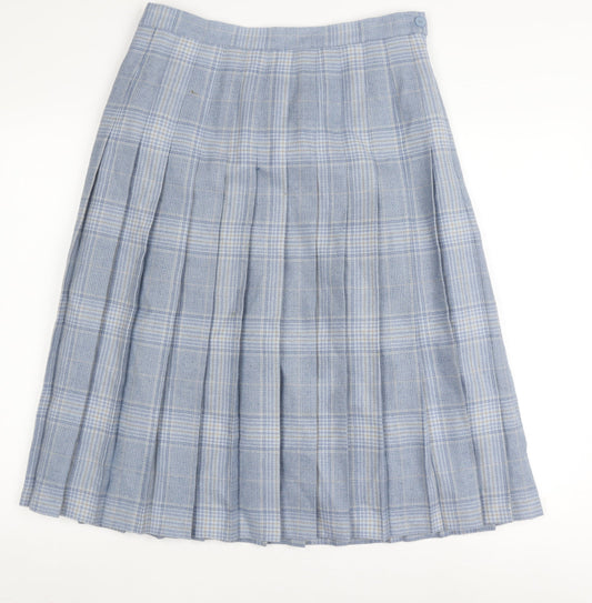 EWM Women's Blue Wool Pleated Midi Skirt Size 14