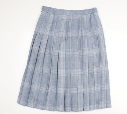 EWM Women's Blue Wool Pleated Midi Skirt Size 14