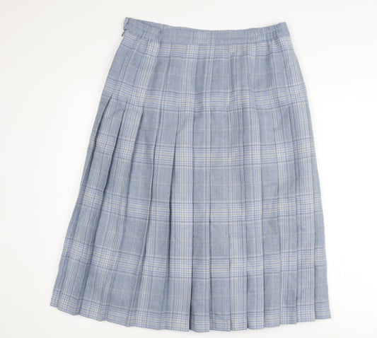 EWM Women's Blue Wool Pleated Midi Skirt Size 14