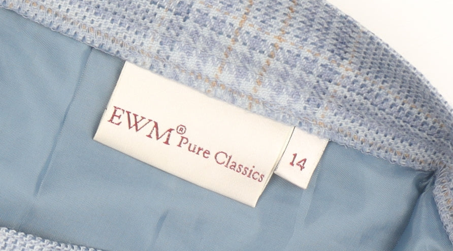 EWM Women's Blue Wool Pleated Midi Skirt Size 14