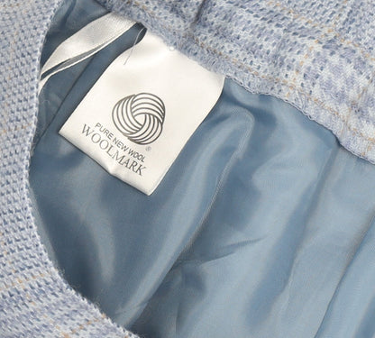 EWM Women's Blue Wool Pleated Midi Skirt Size 14