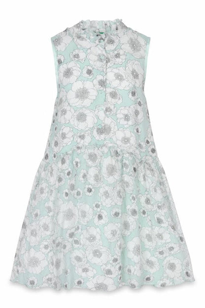 United Colors of Benetton Women's Blue Floral Chiffon Dress Size S