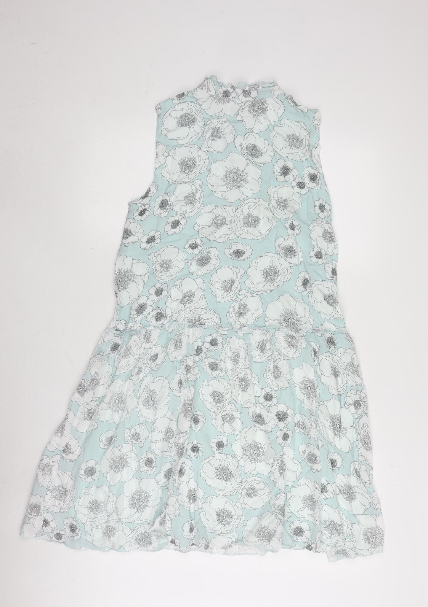United Colors of Benetton Women's Blue Floral Chiffon Dress Size S