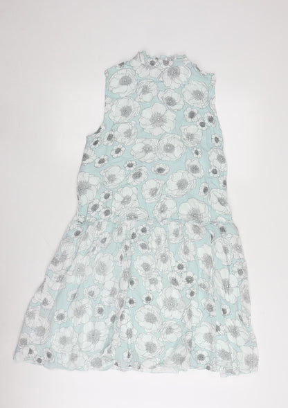 United Colors of Benetton Women's Blue Floral Chiffon Dress Size S