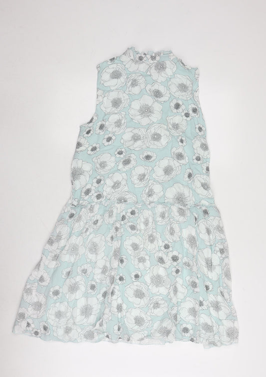 United Colors of Benetton Women's Blue Floral Chiffon Dress Size S
