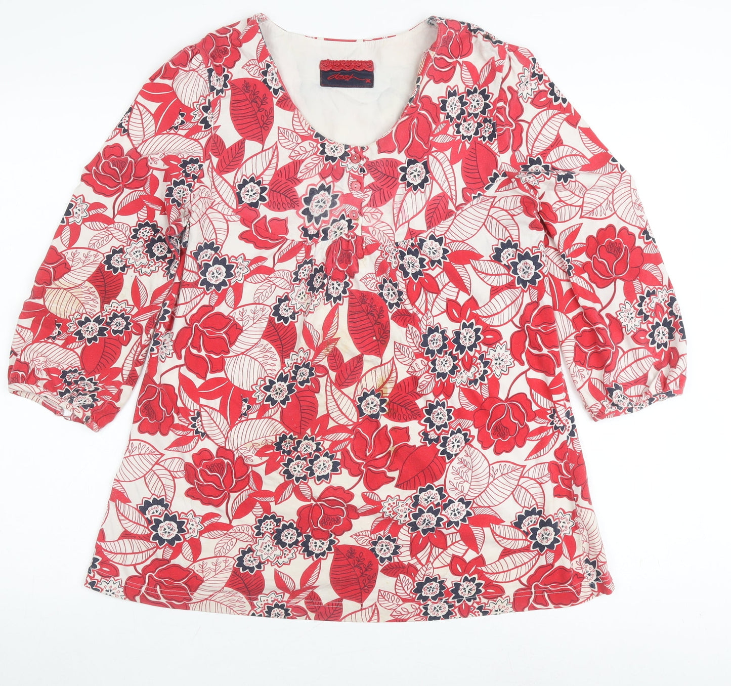 Womens UK Size 12 DASH Red Tunic Blouse