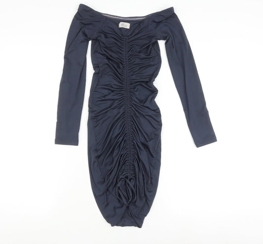 Oh Polly Women's Blue Off-Shoulder Bodycon Dress