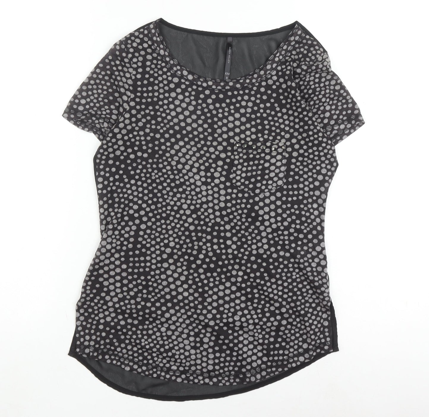 Womens UK Size 8 Karen Millen Black Basic T-Shirt