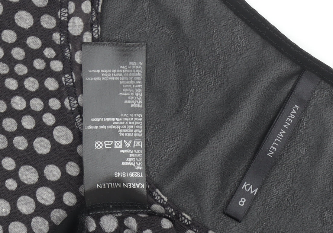 Womens UK Size 8 Karen Millen Black Basic T-Shirt