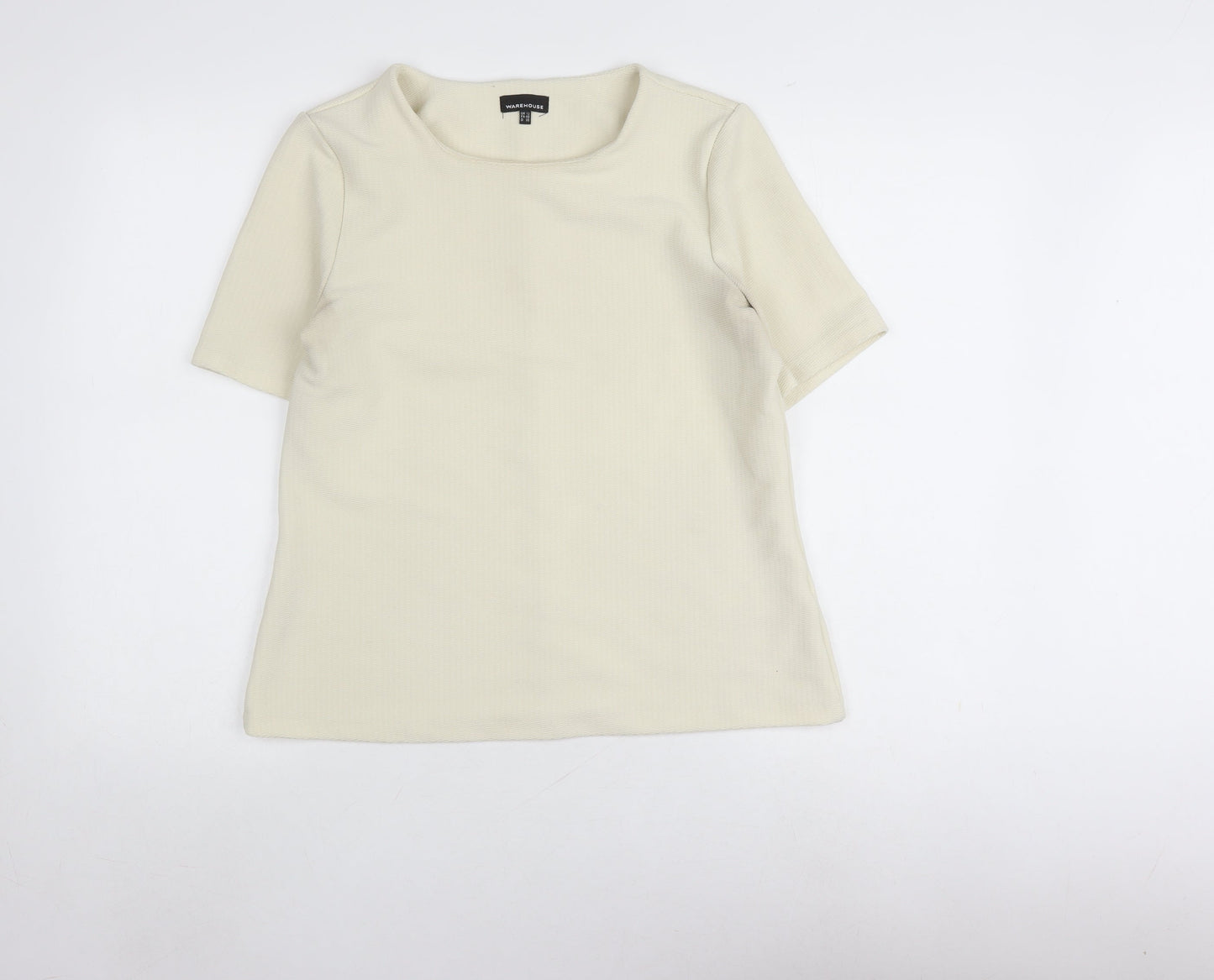 Womens UK Size 12 Warehouse Beige Basic T-Shirt