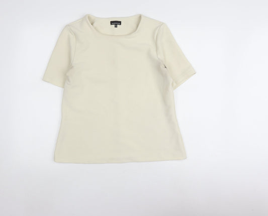 Womens UK Size 12 Warehouse Beige Basic T-Shirt