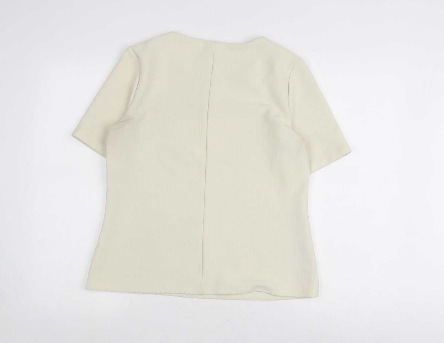 Womens UK Size 12 Warehouse Beige Basic T-Shirt