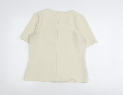 Womens UK Size 12 Warehouse Beige Basic T-Shirt