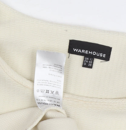 Womens UK Size 12 Warehouse Beige Basic T-Shirt