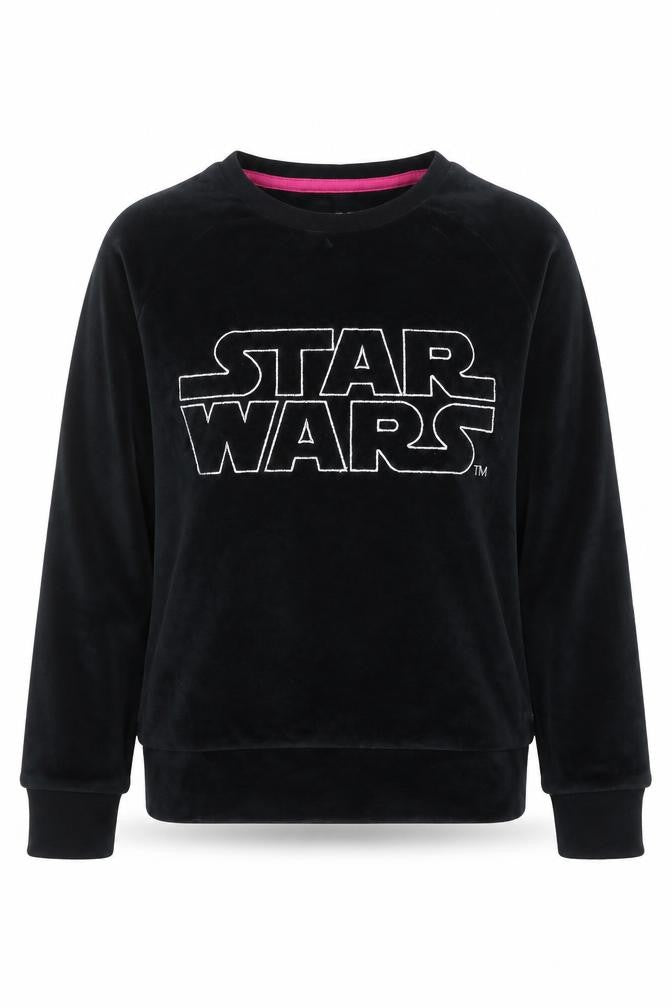 Front view of Marks & Spencer girls’ black star wars velour sweatshirt m