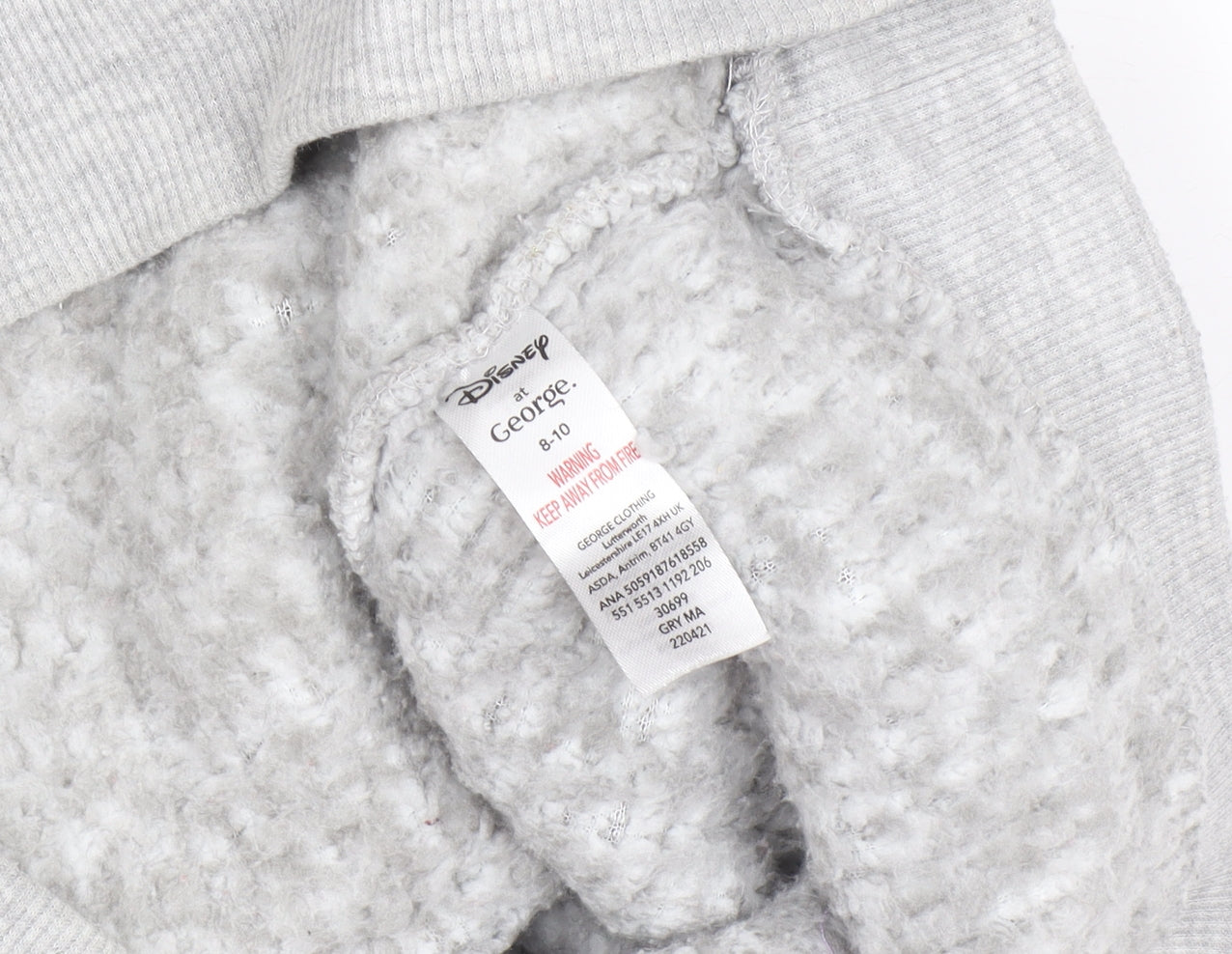 George Disney Girls Grey Fleece Robe 8-10 Years